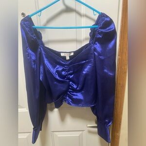 Liv & Lottie Lot of Two Ruched Satin Puff Sleeve Crop Top - Size L